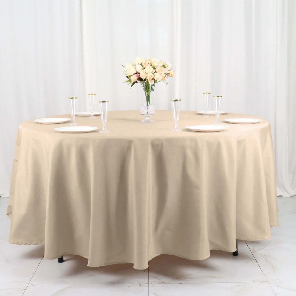 2 120” beige tablecloth